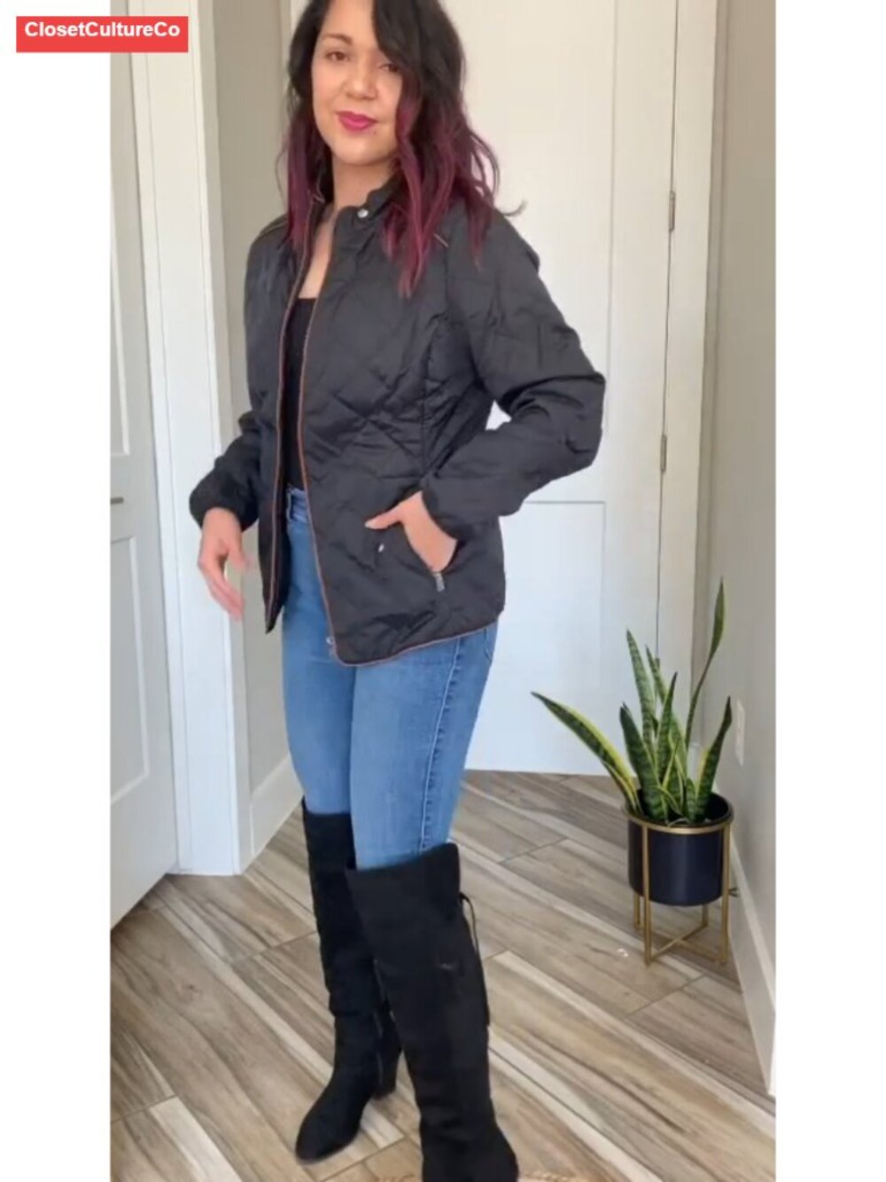 Women's Quilted Lightweight Jacket Stand Collar Zip Warm Winter Coat Pockets - Picture 6 of 6
